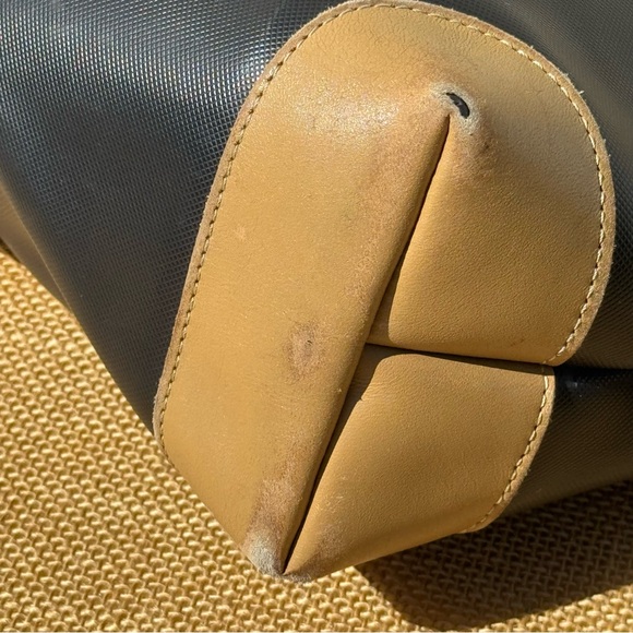 Longchamp Small Handbag Black Nylon Tan Leather Le Pliage Top Handle - Picture 5 of 16